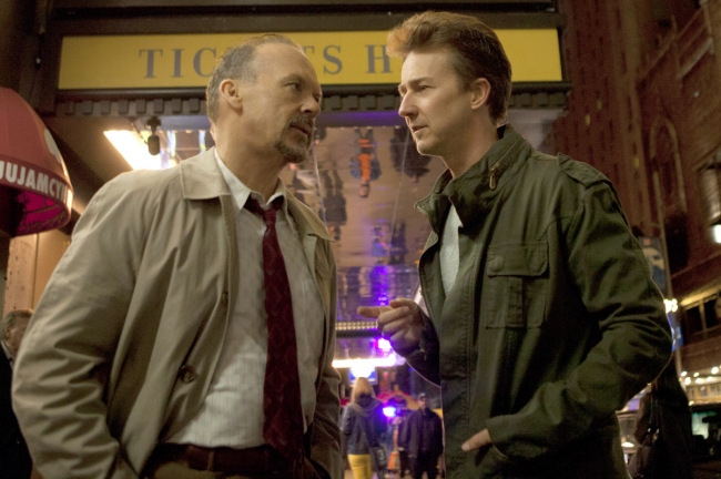 Michael Keaton (left) and Edward Norton in “Birdman.”   Fox Searchlight Pictures
