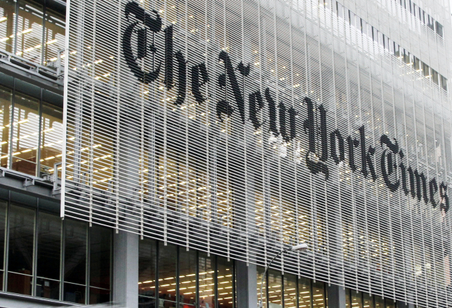 The New York Times building in New York. AP-Yonhap