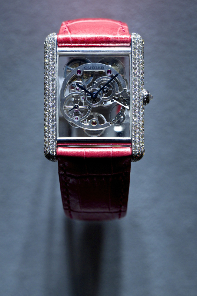 Montre Tank Louis Cartier Squelette Saphir luxury watch.    Bloomberg