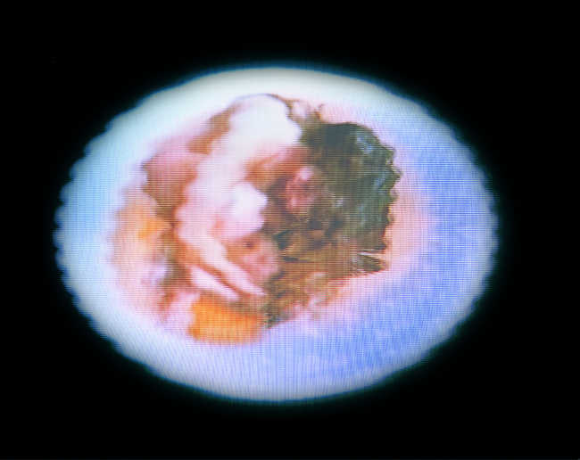“Horizontal Egg Roll TV” by Nam June Paik. Hakgojae Gallery