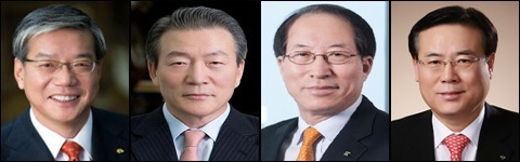 (왼쪽부터) 황영기 회장,  이수창 회장, 장남식 회장 , 이기영 이사장