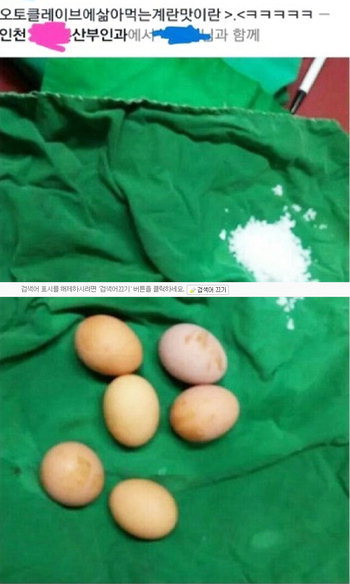 지난해 9월 촬영돼 페이스북에 올라온 사진. “오토클레이브에 삶아 먹는 계란 맛이란…”이라는 설명도 덧붙여져 있다. 사진=온라인 커뮤니티 캡처