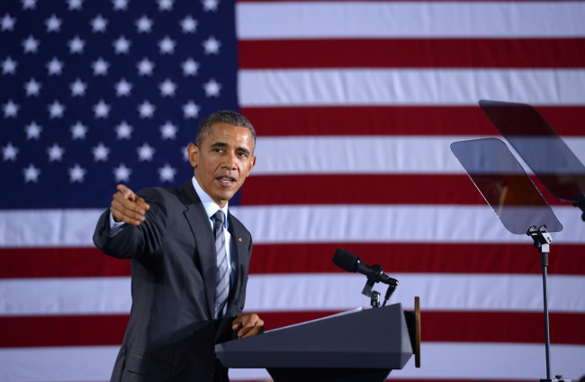 U.S. President Barack Obama delivers remarks on his proposal for budget for fiscal 2016 at the Department of Homeland Security in Washington D.C., Monday. (Xinhua-Yonhap)