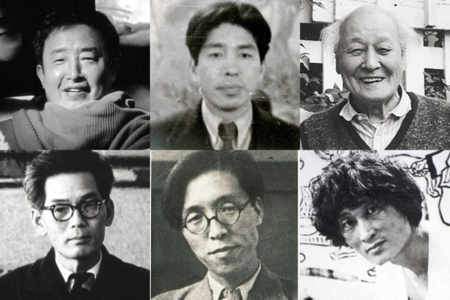 왼쪽부터 백남준, 이쾌대, 이응노, 김환기, 김복진, 오윤. [사진제공=아트인컬처]