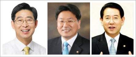 [사진설명=(왼쪽부터) 양승조 사무총장, 강기정 정책위의장, 김영록 수석대변인.]