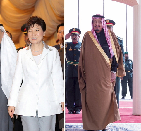 President Park Geun-hye(left) and Saudi King Salman bin Abdulaziz(right)