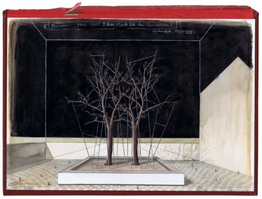 죽은 두 나무를 위한 기념비, 책 표지에 연필, 과슈, 아크릴, 먹, 22.5×30.5㎝, 2015, 1976AD [사진제공=UNC갤러리]