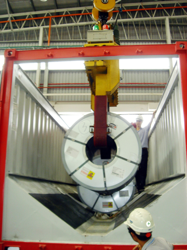A new steel coil container in use by CJ Korea Express.     CJ Korea Express