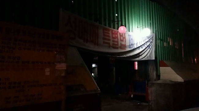 미아리 텍사스로 불리는 서울 지하철 4호선 길음역 인근 집창촌에 성매매특별법 폐지를 촉구하는 현수막이 걸려있다. [헤럴드DB]
