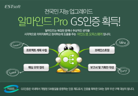 [이스트소프트, 생각정리 돕는 마인드맵SW '알마인드 Pro' GS인증 획득