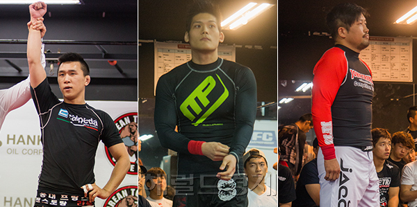 ‘ADCC 아시안 & 오세아니아 챔피언십 2015’에 출전하는 소재현, 서형준, 박현갑(좌측부터).
　
