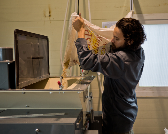 Brandon Fenner, head brewer of the Hand and Malt Brewing Company, works at the brewery of the Hand and Malt Brewing Company in Namyangju, Gyeonggi Province. (Hand and Malt)
