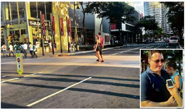 Fernando Ramos (inset), a Spaniard, quips about walking around in Metro Manila: “If you have to do defensive driving, you also have to do defensive walking.”   Philippine Daily Inquirer