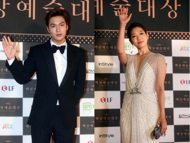 Lee Min-ho (left), Park Shin-hye