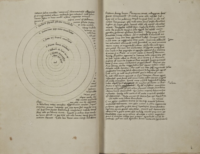 A copy of Nicolaus Copernicus’ script of “De Revolutionibus Orbium Coelestium (On the Revolutions of the Heavenly Spheres).” Jagiellonian University Museum in Krakow
