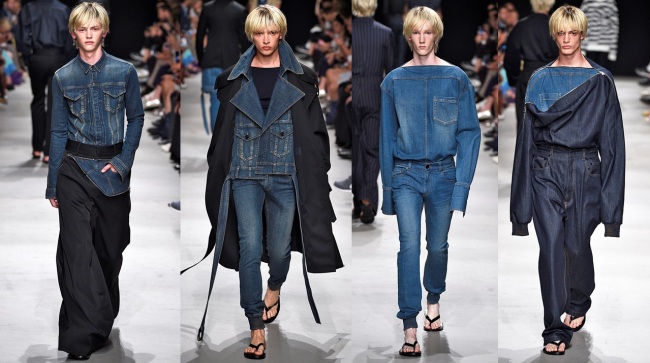 Models present creations of Korean designer Juun.J during the 2016 spring-summer collection during Paris Fashion Week on Friday. Inspired by naval uniforms, the collection, held at Palais de Tokyo, presented 36 pieces that spun a new interpretation on classic tailoring by incorporating wool and denim into oversized silhouettes. The Juun.J show was attended by some 600 fashion experts, including major buyers from SAKS New York, Paris’ Galerie Lafayette and London’s Harrods. Juun.J has been participating in the Paris collection since fall 2007.   Cheil Industries