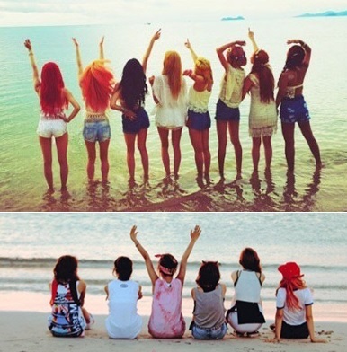 7월 컴백을 예고한 소녀시대(위)와 에이핑크 티저 사진.