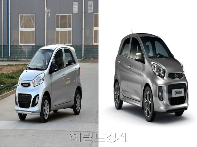 (왼쪽)중국의 요고모 330, (오른쪽) 기아차 모닝