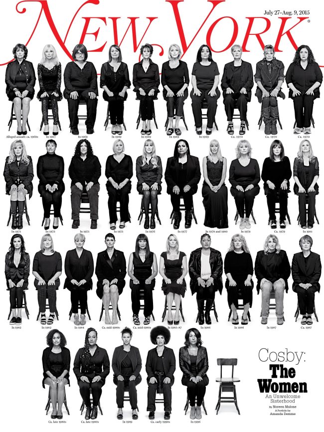 A handout photo shows the cover of the July 27-Aug. 9 edition of New York Magazine, which features 35 women who have accused Bill Cosby of sexual assault (EPA-Yonhap)