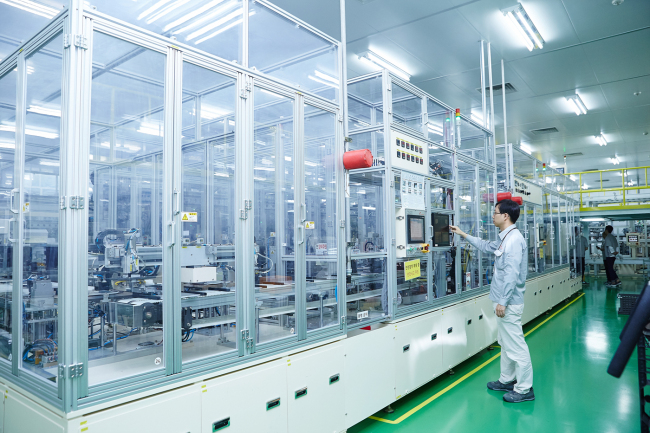 SK Innovation’s electric car battery plant in Seosan, South Chungcheong Province.   SK Innovation