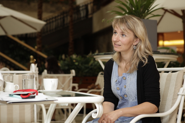 Prague-based Korean teacher Stepanka Horakova speaks during an interview with The Korea Herald in Seoul on Monday.    King Sejong Institute Foundation