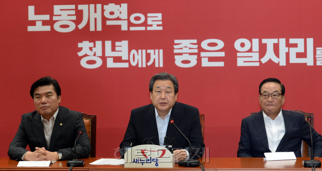 27일 오전 국회에서 열린 새누리당 최고위원회의에서 김무성 대표가 모두발언을 하고 있다. 안훈 기자/rosedale@heraldcorp.com