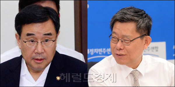 (왼쪽부터)김정훈 새누리당 정책위의장, 최재천 새정치민주연합 정책위의장.
