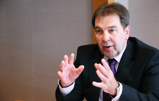 Walter Galinat, president and CEO of Merck’s performance materials business, talks to The Korea Herald in a recent interview in Seoul.(Merck)