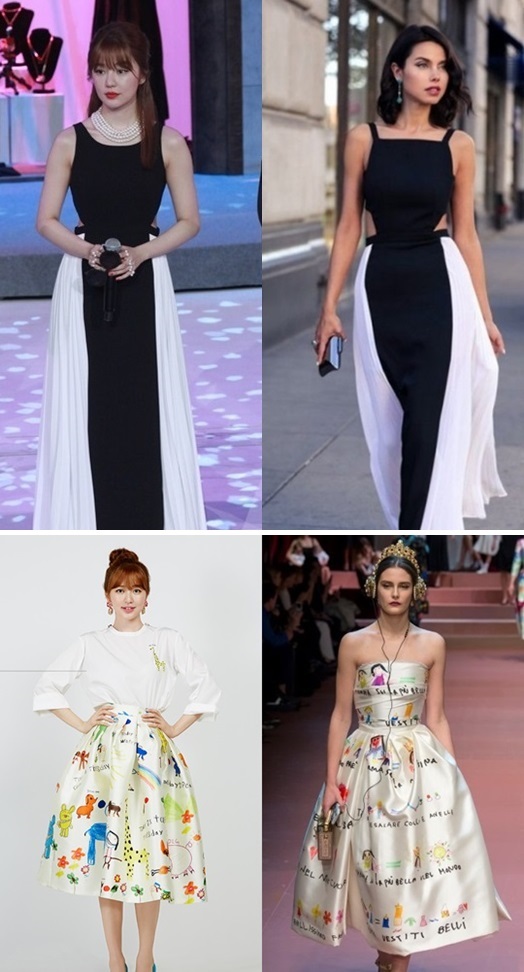윤은혜 또?…이번엔 중국 네티즌들이 표절의혹 제기 “BCBG, D&C와 비슷” 사진='여신의 패션' SNS, 온라인 커뮤니티, BCBG, D&G 홈페이지