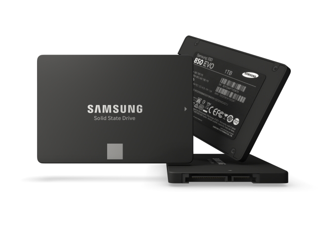 Samsung Electronics’ new solid-state drive, the 850 EVO, which stacks 48 layers of cells. (Samsung)