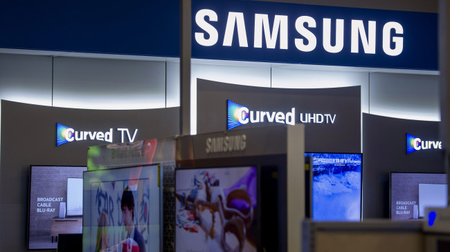 Samsung TVs are displayed for sale at a California store. Bloomberg