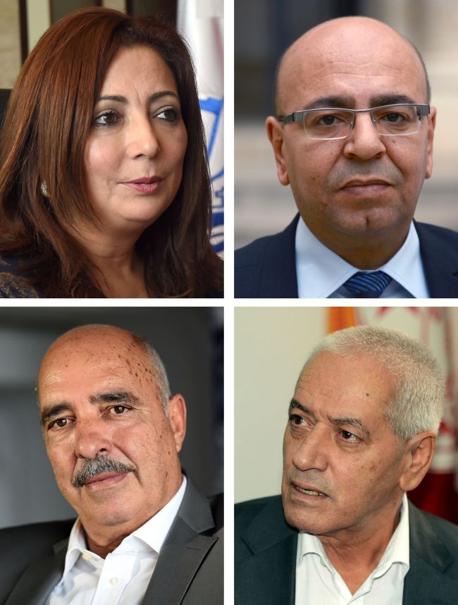 <YONHAP PHOTO-1741> A combo of pictures taken on October 9, 2015 January 7, 2015 in Tunis shows (LtoR from up) President of the Tunisian employers union (UTICA) Wided Bouchamaoui; Tunisian lawyer Fadhel Mahfoudh; President of the Tunisian Human Rights League (LTDH), Abdessattar ben Moussa and Secretary General of the Tunisian General Labour Union (UGTT) Houcine Abbassi. Tunisian mediators of the socalled National Dialogue Quartet (Tunisian General Labour Union UGTT, Tunisian Confederation of Industry, Trade and Handicrafts UTICA, Tunisian Human Rights League LTDH and Tunisian Order of Lawyers) won the 2015 Nobel Peace Prize, the Norwegian Nobel Commitee announced on October 9, 2015. AFP PHOTO / FETHI BELAID /2015-10-10 07:37:11/ <저작권자 ⓒ 1980-2015 ㈜연합뉴스. 무단 전재 재배포 금지.>
The members of the Tunisian National Dialogue Quartet that was awarded the Nobel Peace Prize announced in Oslo: (clockwise from left) president of the Tunisian employers union Wided Bouchamaoui; Tunisian lawyer Fadhel Mahfoudh; president of the Tunisian Human Rights League, Abdessattar ben Moussa; and secretary-general of the Tunisian General Labor Union Houcine Abbassi.   AFP-Yonhap