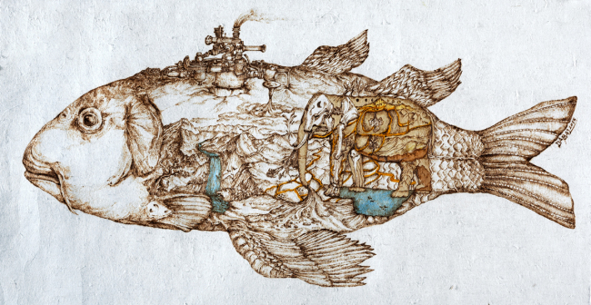 ‘드림타임스, 트레이싱(Dream Times, Tracing)’, 불에 그을린 드로잉, 33x64㎝, 2015  [사진제공=아트컴퍼니긱]