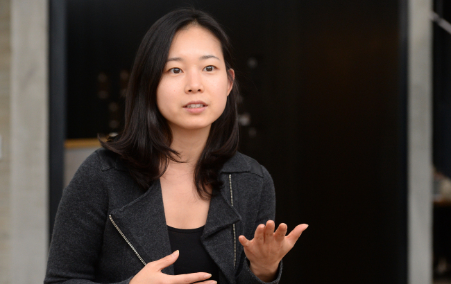 Rebekah Kang, founder of MyCandidate and Asian market development manager for Washington-based FiscalNote, poses at a coworking space in Seoul on Friday. Ahn Hoon/The Korea Herald