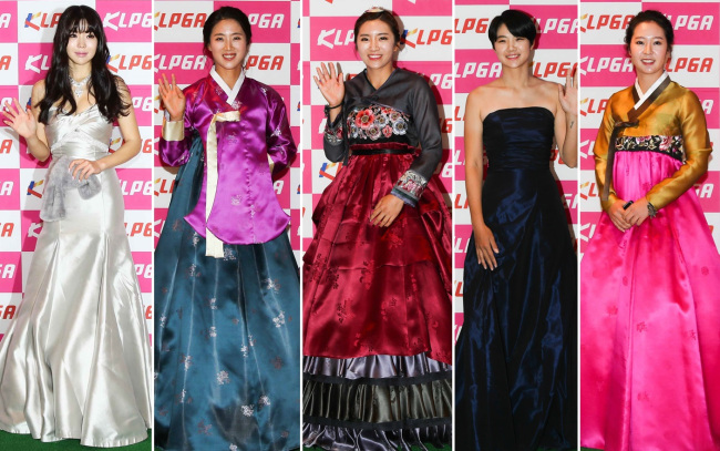 왼쪽부터 안신애, 김보경, 이보미, 박성현, 박지영. 사진=KLPGA