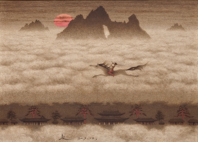 일출봉의 노래, 캔버스에 유채, 65×91㎝, 2009
[사진제공=김달진미술자료박물관]