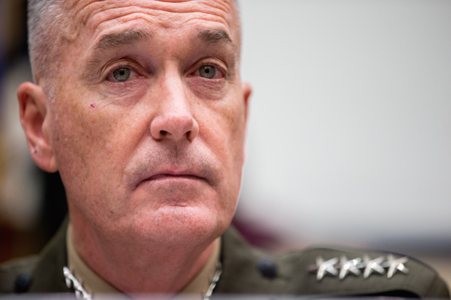 Joint Chiefs Chairman Gen. Joseph Dunford Jr. testifies on Capitol Hill in Washington, Tuesday, Dec. 1. (AP-Yonhap)