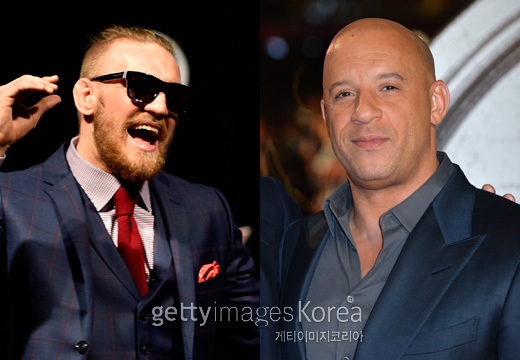 UFC의 새 페더급 챔프 코너 맥그리거가 할리우드 탑스타 빈 디젤(이상 왼쪽부터)의 새 영화 ‘트리플엑스 3편’에 출연제의를 받고 이를 구두로 수락했다는 보도가 나왔다 [사진=게티이미지]
