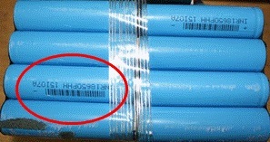 Counterfeit lithium-ion batteries. (Samsung SDI)