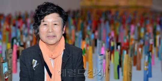 지난해 서울시립미술관에서 윤석남 작가. [사진=헤럴드경제DB]