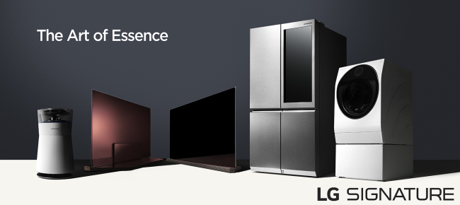 LG Electronics chief technology officer Ahn Seung-kwon gives a presentation for the LG Signature products at a press conference in Las Vegas on Tuesday. (LGE)