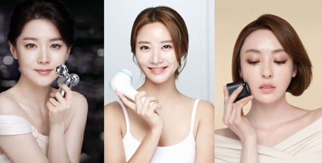 MTG’s ReFa Carat (left), Clarisonic’s Mia skin-cleansing brush (center) and MakeON’s Makeup Enhancer