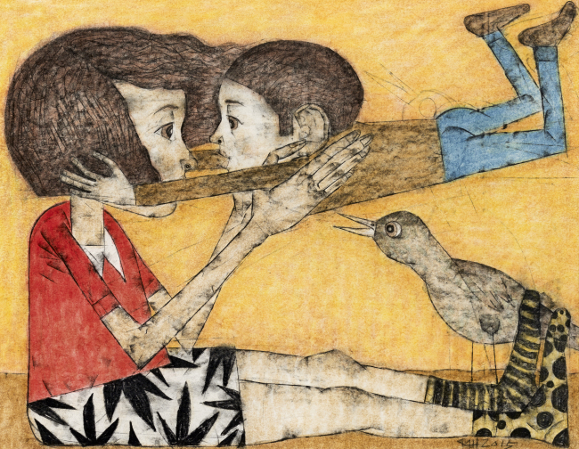 엄마와나15-2, 100×80㎝, 한지에 목탄채색, 2015년  [사진제공=청화랑]