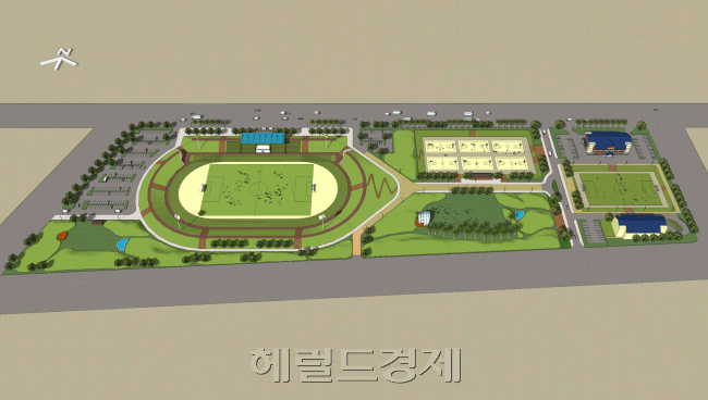 IYF청소년센터 조감도. 체육시설과 직업훈련원, 병원, 방송국들이 차례로 들어설 예정이다.