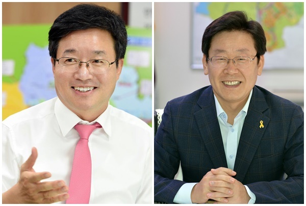 염태영 수원시장(왼쪽)과 이재명 성남시장(오른쪽)
염태영 수원시장(왼쪽)과 이재명 성남시장(오른쪽)