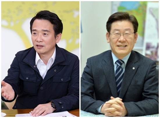 남경필지사(왼쪽)과 이재명 성남시장(오른쪽)
남경필지사(왼쪽)과 이재명 성남시장(오른쪽)
