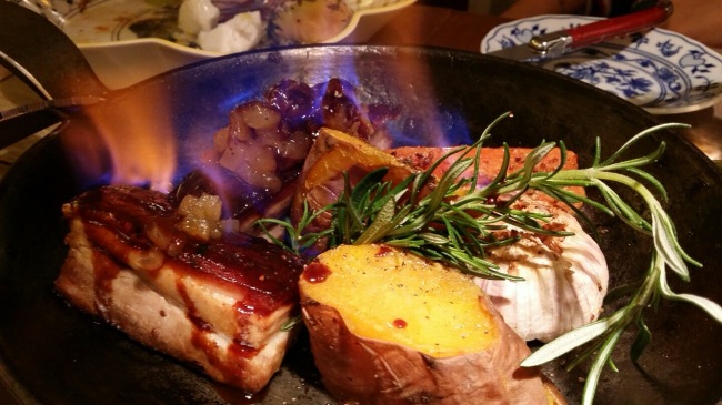 Flaming pork roast (Salt Restaurant)