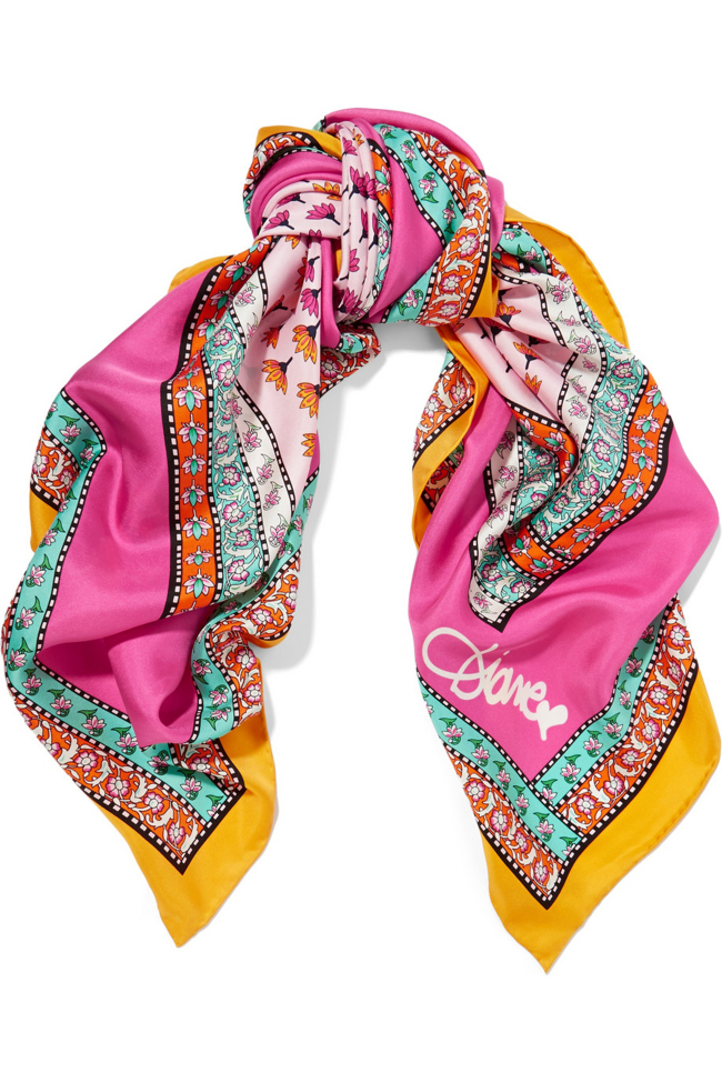 Diane von Furstenberg's printed silk-twill scarf. $160 at Net-a-Porter.com. (Net-a-Porter/TNS)
