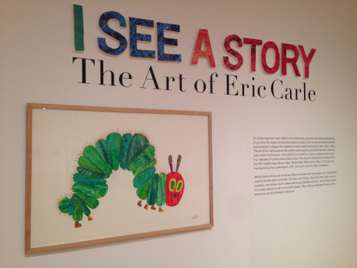 In this March 30 photo, a large-format collage from “The Very Hungry Caterpillar” by children‘s book author and illustrator Eric Carle greets visitors to an exhibition of Carle’s work at the High Museum of Art in Atlanta. (AP-Yonhap)