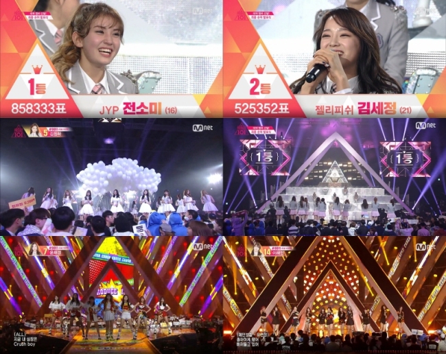 Scenes from the final episode of "Produce 101" (CJ E&M)